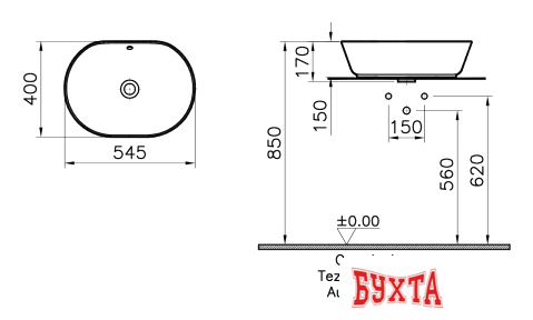 Умывальник Vitra Geo 7427B003-0012