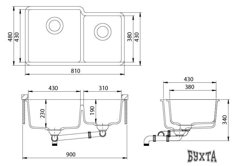 Кухонная мойка Aquasanita Arca SQA230LW (alba 710)