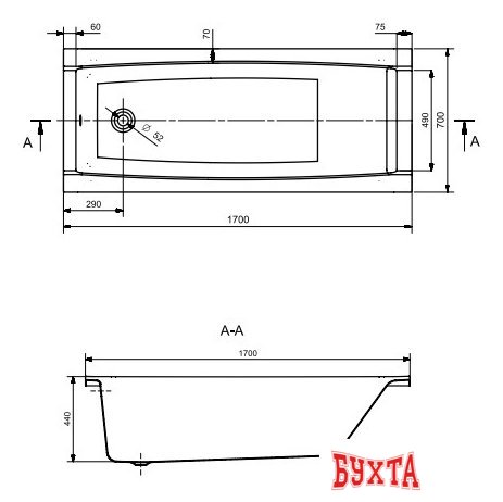 Ванна Santek Санторини 170x70 1WH302487