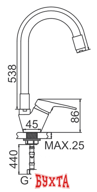 Смеситель Ledeme L4153-4 (хром/желтый)