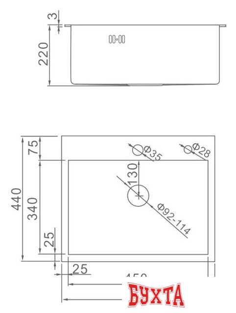 Кухонная мойка Gerhans K35044B (графит)