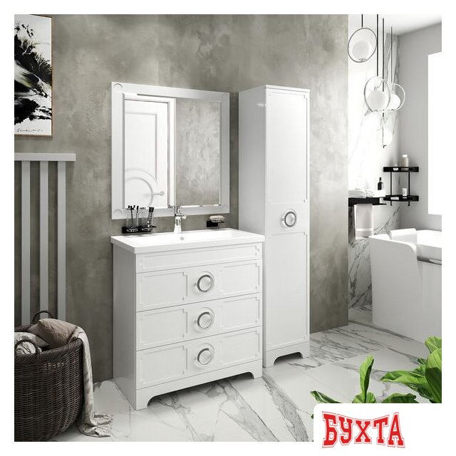 Мебель для ванных комнат Misty Лейла - 60 Зеркало в раме, белая эмаль - П-Лей02060-011