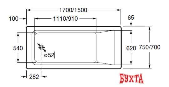 Ванна Roca Easy 170x75 [ZRU9302899]