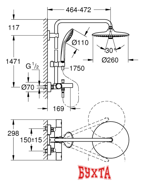 Душевая система  Grohe Euphoria System 260 27475001