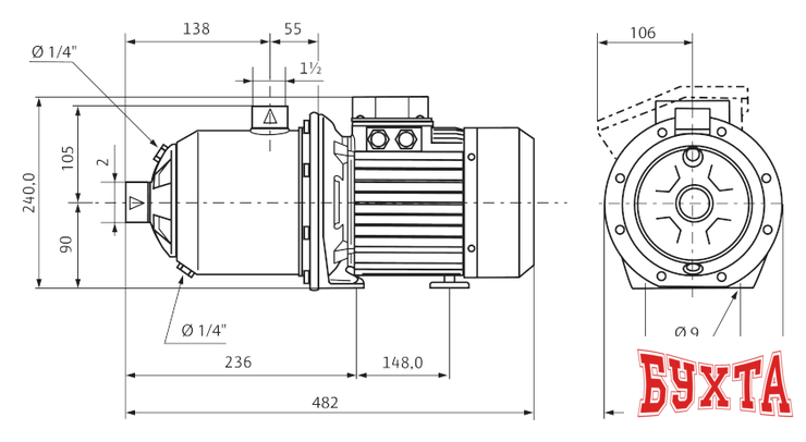 Самовсасывающий насос Wilo Economy MHI 1603 (3~400 В, EPDM)