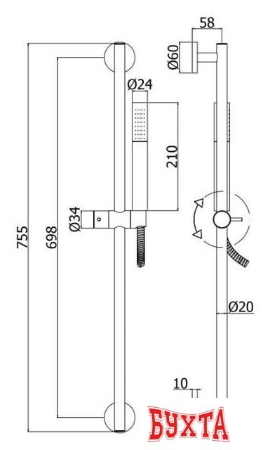 Душевой гарнитур  Paffoni Life ZSAL135NO