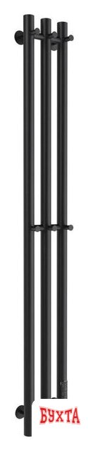 Полотенцесушитель Маргроид Ferrum Inaro СНШ 120x6 6 крючков (черный матовый, таймер справа)