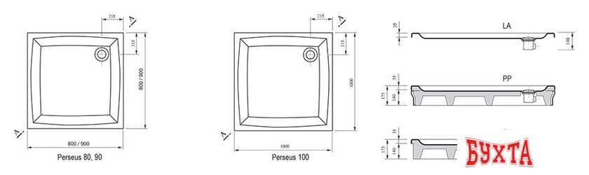 Душевой поддон Ravak Galaxy Perseus LA 100x100