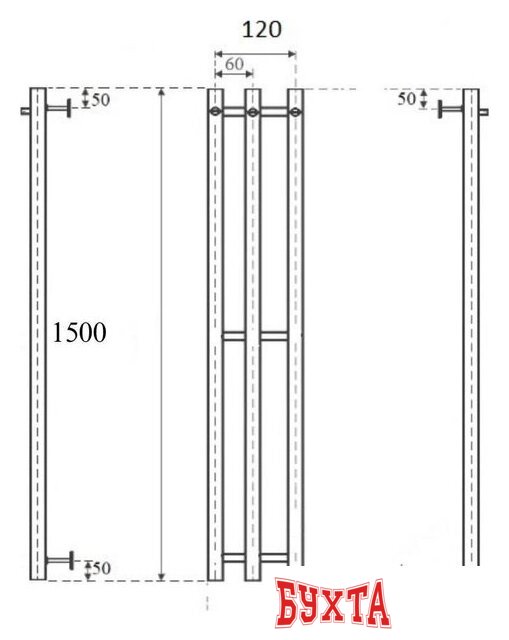Полотенцесушитель Маргроид Inaro 150*6*12 (3 крючка) (частичная комплектация)