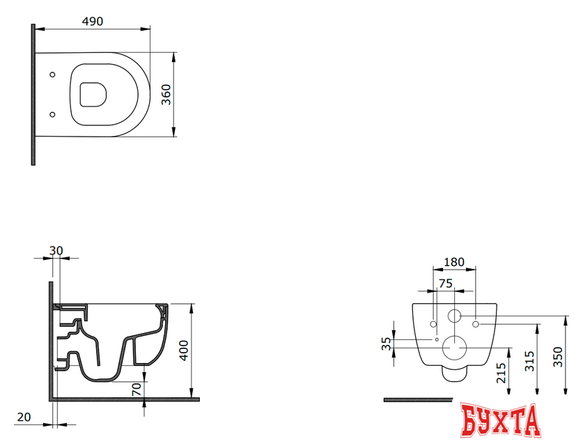 Унитаз Bocchi V-Tondo Rimless (белый) 1417-001-0129