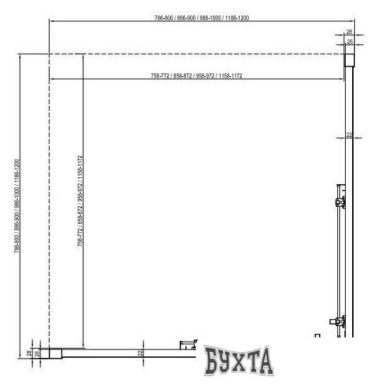 Душевая дверь Ravak BLSRV2K-100 X1XMA0300Z1