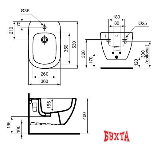 Биде Ideal Standard Tesi T355201
