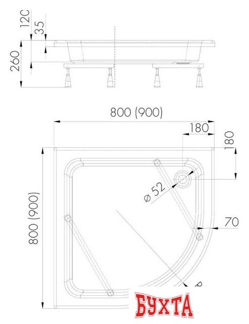 Душевой поддон Iregio 80x80 LDBR215