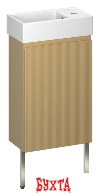 Мебель для ванных комнат Wellsee Тумба под умывальник 3 в 1 WC Area 221803003 (тумба/матовый бежевый, раковина/глянцевый белый, ножки/нержавеющая сталь)