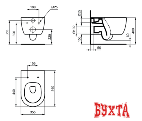 Унитаз Ideal Standard Blend Curve Aquablade T374901