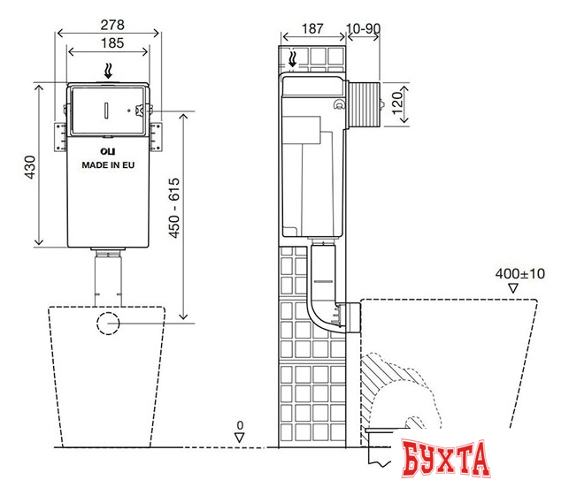 Инсталляция для унитаза OLI Quadra Plus механика