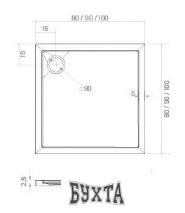 Душевой поддон NEW TRENDY New Cantare 90x90 B-0421