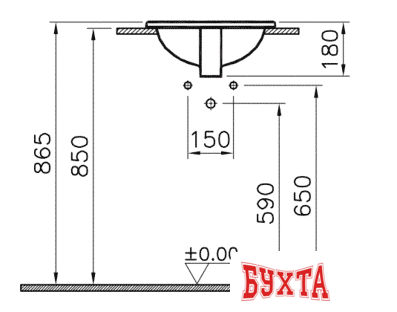 Умывальник Vitra S20 42.5x42.5 [5466B003-0001]