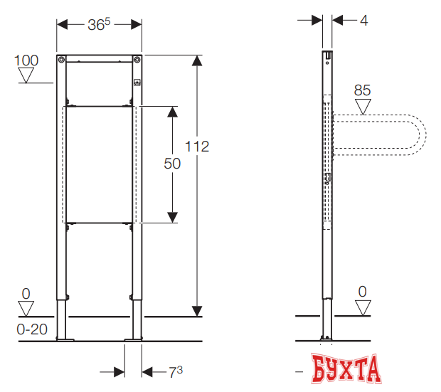 Инсталляция для поручня Geberit Duofix 111.790.00.1