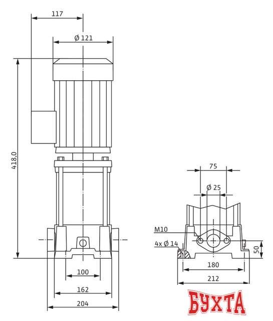 Самовсасывающий насос Wilo Multivert MVIL 102 (1~230 В)