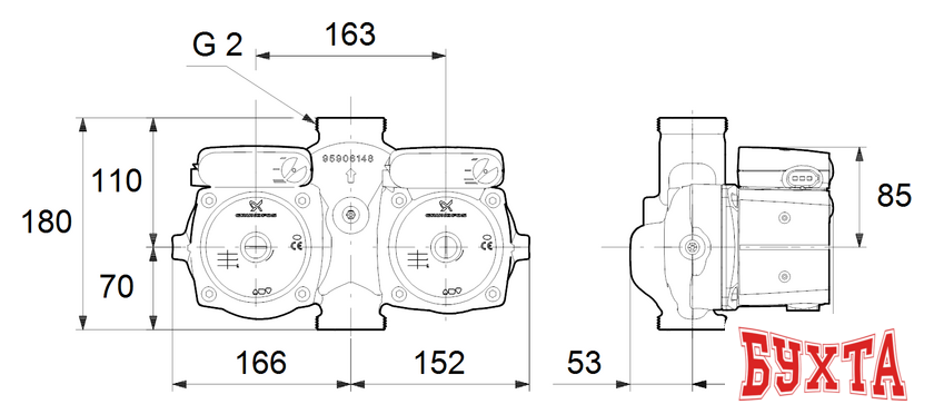 Циркуляционный насос Grundfos UPSD 32-80 180