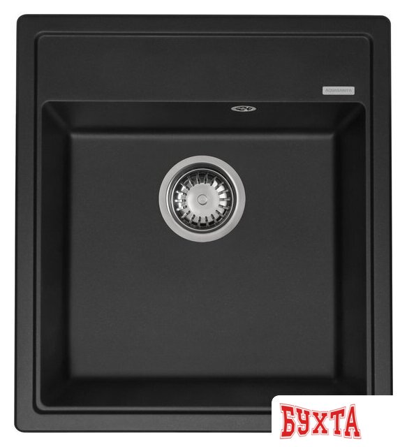 Кухонная мойка Aquasanita Rock SQR 100 + cмеситель Forte 5553 (черный металлик 601)