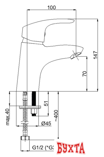 Смеситель Rubineta Tornado 18 [TR80008]