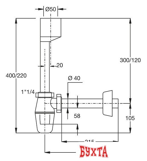 Сифон Bonomini 2126CP40B0