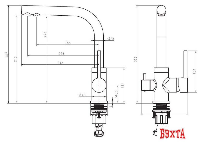 Кухонная мойка Aquasanita AIR 100 M + cмеситель AquaSanita 2663 L 002 steel