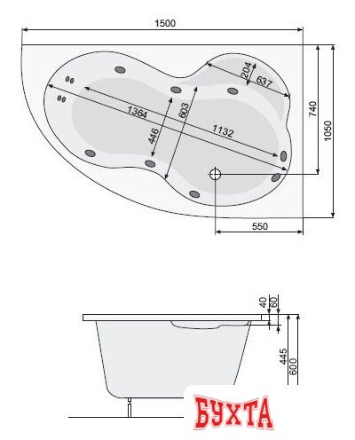 Ванна Poolspa Mistral 150x105 R