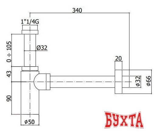 Сифон Paffoni Light ZACC240CR