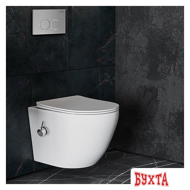 Унитаз подвесной Roxen Antares Bidet в комплекте с инсталляцией StounFix Slim 6 в 1 932494 (кнопка: хром матовый)