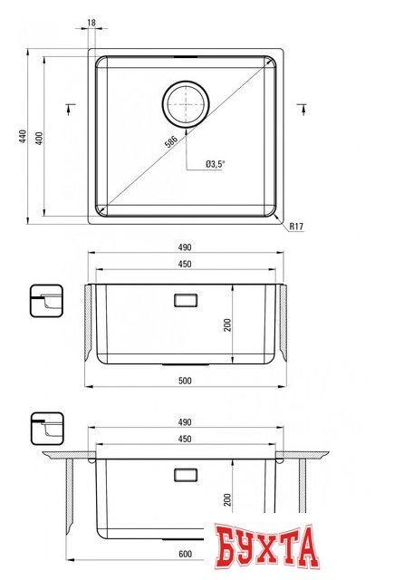 Кухонная мойка Deante Egeria ZPE 010D