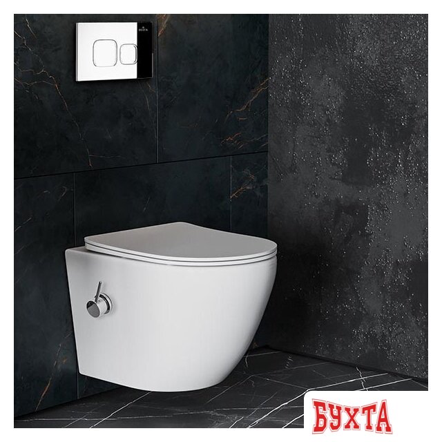 Унитаз подвесной Roxen Antares Bidet в комплекте с инсталляцией StounFix Slim 6 в 1 942567 (кнопка: хром глянец)