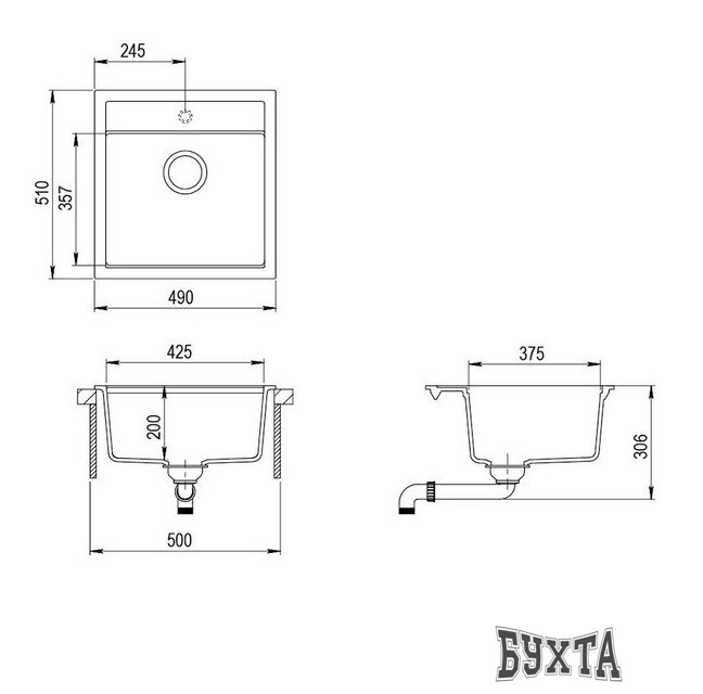 Кухонная мойка Aquasanita Tesa SQT100W (beige 110)