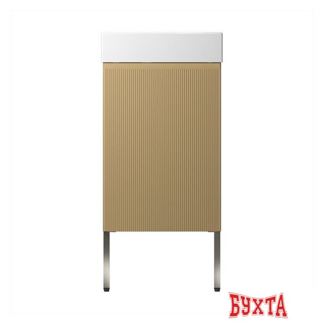 Мебель для ванных комнат Wellsee Тумба под умывальник 3 в 1 WC Area 221803003 (тумба/матовый бежевый, раковина/глянцевый белый, ножки/нержавеющая сталь)