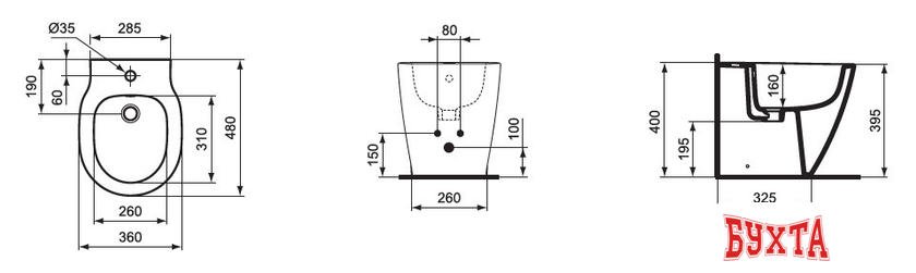 Биде Ideal Standard Connect Space [E120001]