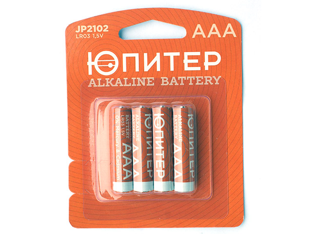 Батарейка AAA LR03 1,5V alkaline 4шт. ЮПИТЕР, арт.JP2102 (Китай)