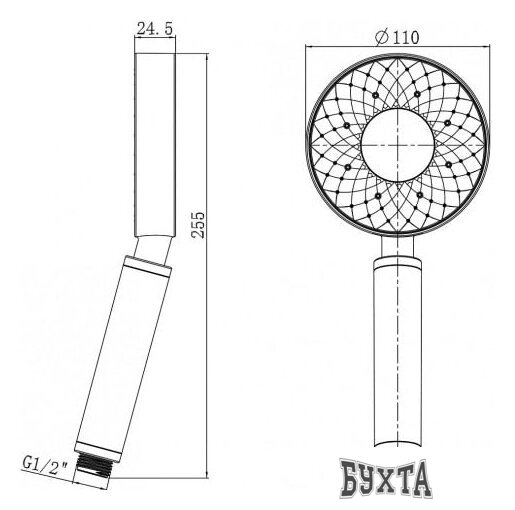 Душевая лейка Rubineta Luna BK 622154B