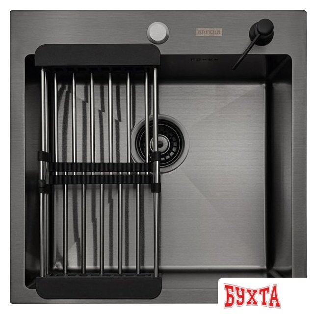 Кухонная мойка ARFEKA ECO AR мойка 500*500, коландер, дозатор BLACK