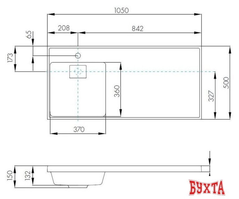 Умывальник Акватон Лондри 105 1A72833KLH01L