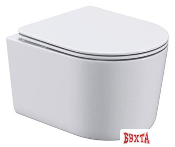 Унитаз подвесной Roxen Simple Compact в комплекте с инсталляцией StounFix Slim 6 в 1 917914 (кнопка: черный матовый)