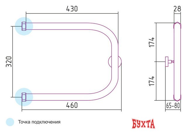 Полотенцесушитель Сунержа П-образный 320x450 00-0003-3245