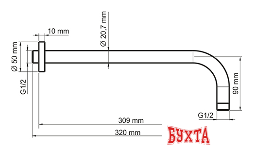 Держатель верхнего душа Wasserkraft A079