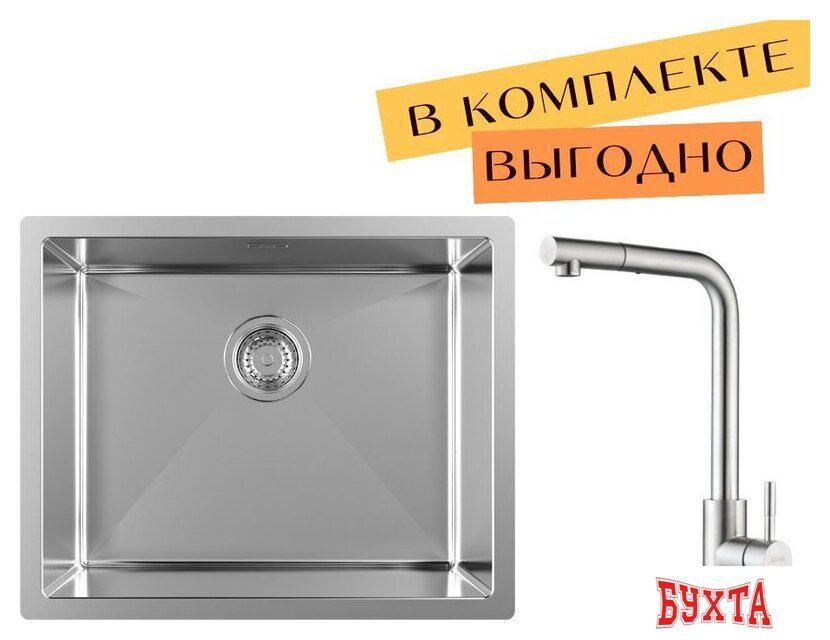 Кухонная мойка ZorG ZRN 4555 Premium + cмеситель Mars Premium Satin