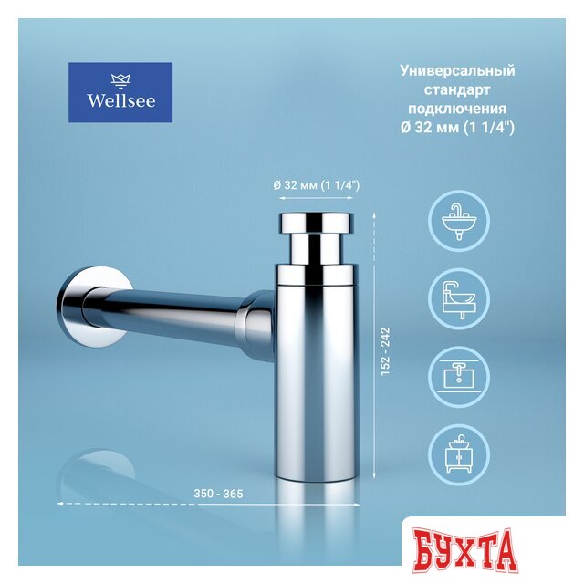 Сифон Wellsee Drainage System 182104000 (хром)