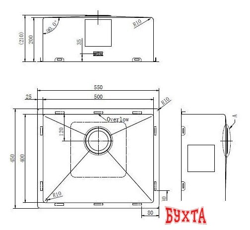 Кухонная мойка Aquasanita Dera DER 100 L-T (графит)