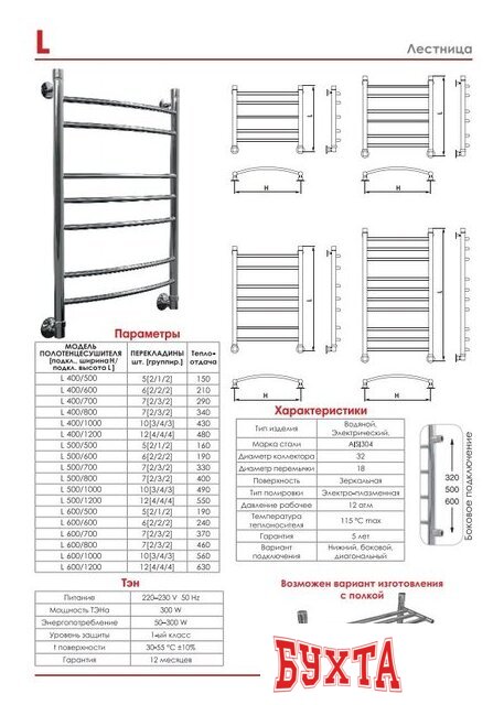 Полотенцесушитель Luxon L 80x40
