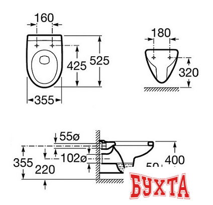 Унитаз подвесной Roca Laura [734630300R + ZRU8013920]