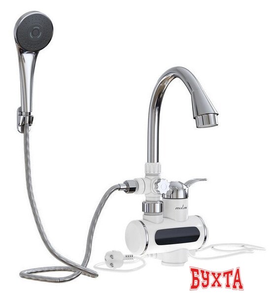 Проточный электрический водонагреватель кран+душ Mixline WH-004 (белый)